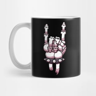 Cartoon Skeleton Hand Rock On Sign Mug